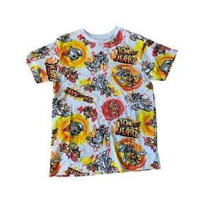 Tom and Jerry All Over Print Shirt Men’s Size L NWOT